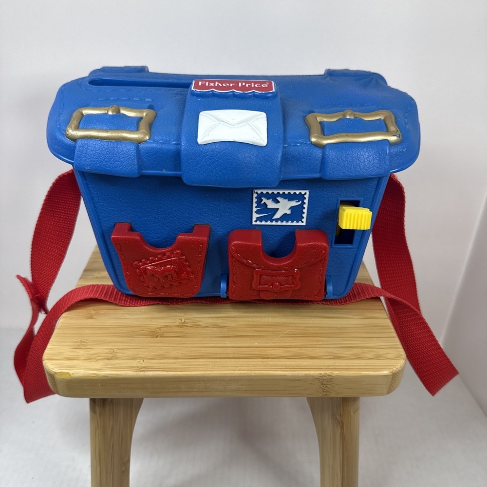 VTG 1997 Fisher-Price Blue Mailbox Learning Toy Pretend Play Mail Carrier READ